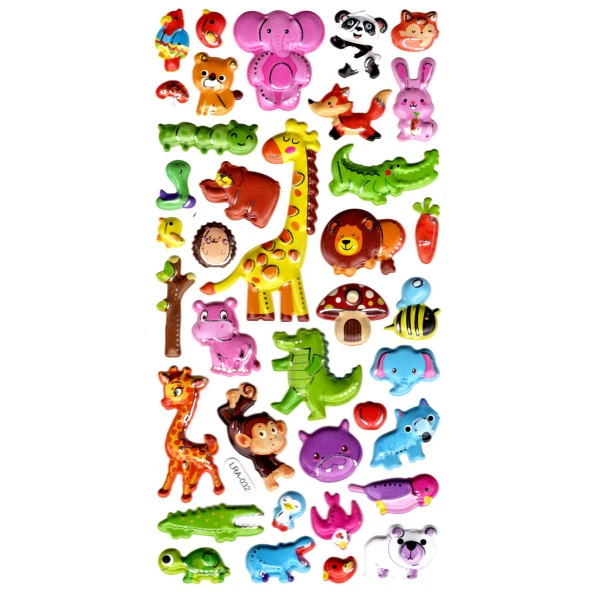 Sticker Kabartmalı Stiker Defter, Planlayıcı Etiket (limlra-032) -17X9 cm - Orman Hayvanları Kawaii