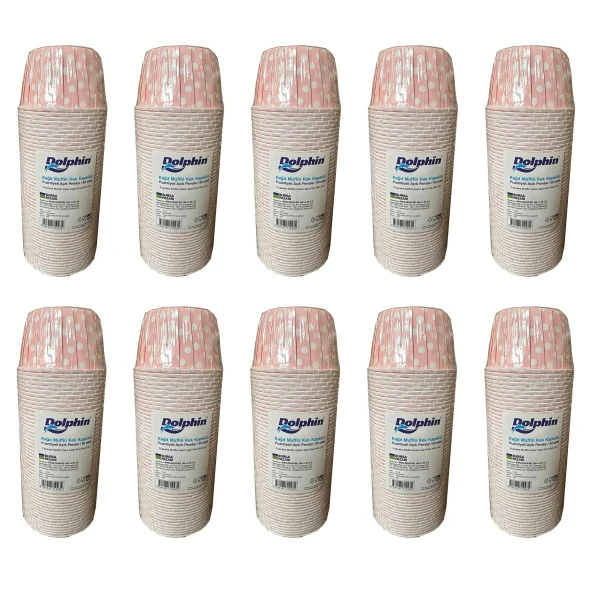 Dolphin Muffin Kağıt Karton Pembe Puantiyeli Cupcake Kek Kalıbı Kapsülü Kabı - 50 Adetlik 10 Paket ürün görseli