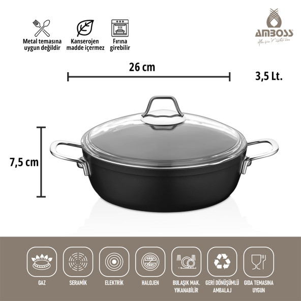 Amboss Lego 6 Parça Yanmaz Yapışmaz Tencere 30 cm Krep Tavalı Tencere Seti - 3
