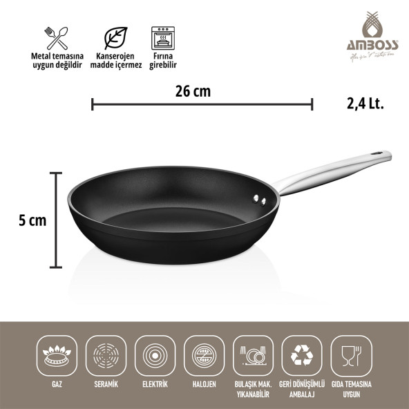 Amboss Lego 6 Parça Yanmaz Yapışmaz Tencere 30 cm Krep Tavalı Tencere Seti - 4