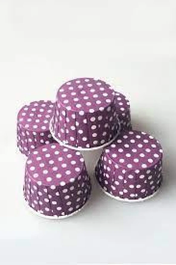 Dolphin Muffin Kağıt Karton Mor Puantiyeli Cupcake Kek Kalıbı Kapsülü Kabı - 50 Adetlik 5 Paket - Resim 3
