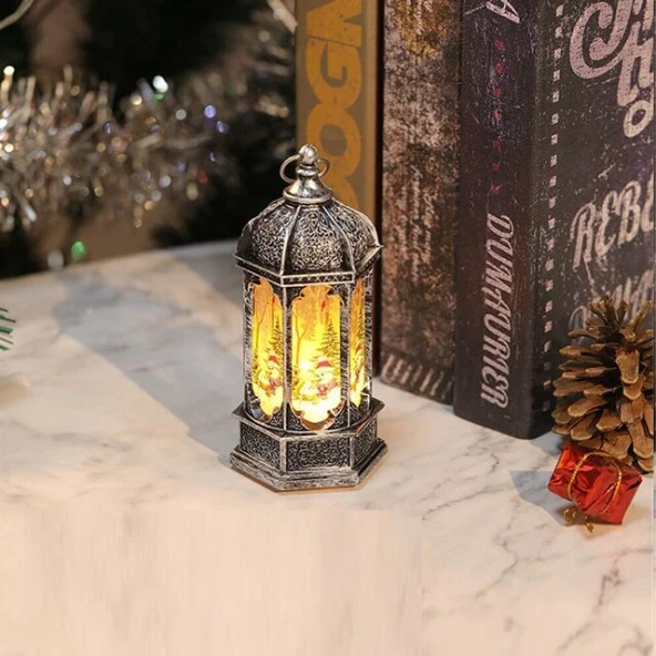 YILBAŞI FENERİ DEKOR MASA LAMBASI GÜN IŞIĞI PİLLİ LED IŞIK NOEL BABA GEYİK KARDAN ADAM YILBAŞI HEDİYELERİ - 2