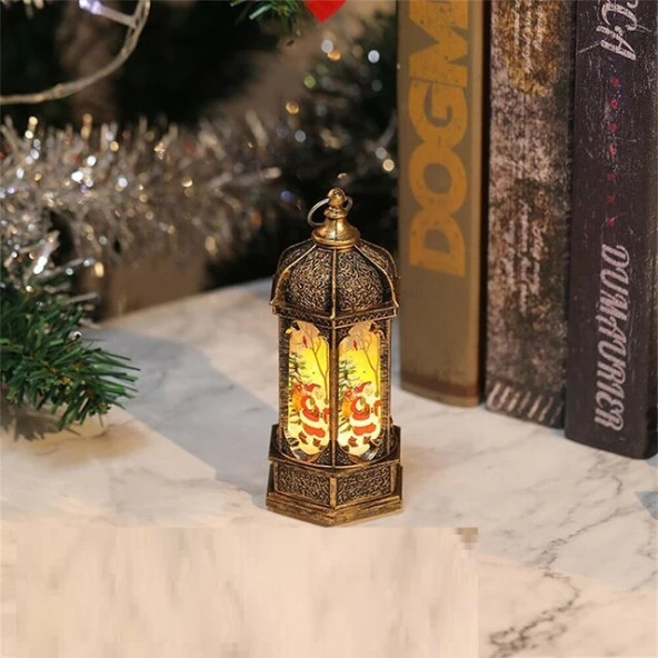 YILBAŞI FENERİ DEKOR MASA LAMBASI GÜN IŞIĞI PİLLİ LED IŞIK NOEL BABA GEYİK KARDAN ADAM YILBAŞI HEDİYELERİ - 4