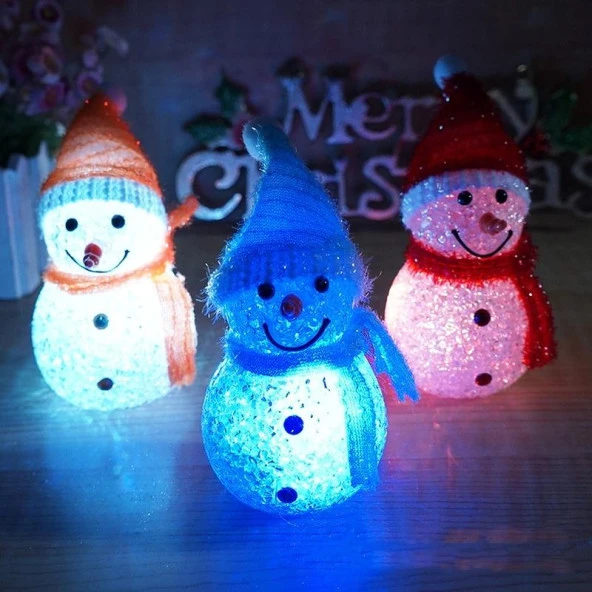 LED IŞIKLI KARDAN ADAM YILBAŞI AĞACI SÜSLERİ RENK DEĞİŞTİREN KARDAN ADAM LED LİGHT SNOWMAN RENKLİ PİLLİ LED IŞIKLI KARDAN ADAM - Resim 3
