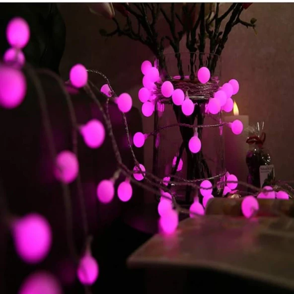 4.30 METRE PEMBE TOP LED IŞIK PEMBE IŞIK 220 V FİŞLİ YILBAŞI AĞACI IŞIĞI PEMBE TOP IŞIK PEMBE LED IŞIK NOEL IŞIĞI - Resim 3