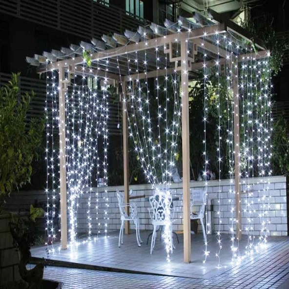 BEYAZ SALKIM LED IŞIK 3.50X2 METRE SALKIM IŞIK BEYAZ LED IŞIK 10 DALLI MODLU 220V BEYAZ PERDE LED IŞIK YILBAŞI IŞIKLARI - Resim 4