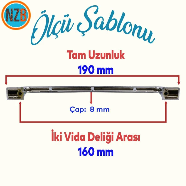 Mobilya Banyo Mutfak Dolabı Çekmece Dolap Kapak Kulpu Kulbu Metal Kulp Krom 160 mm - 2