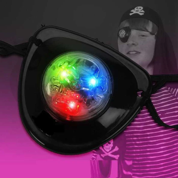 2 ADET LİGHT UP PIRATES EYE PATCH LED LİGHT LED IŞIKLI KORSAN GÖZ BANDI IŞIKLI KORSAN BANDI  YILBAŞI PARTİ IŞIKLARI ürün görseli