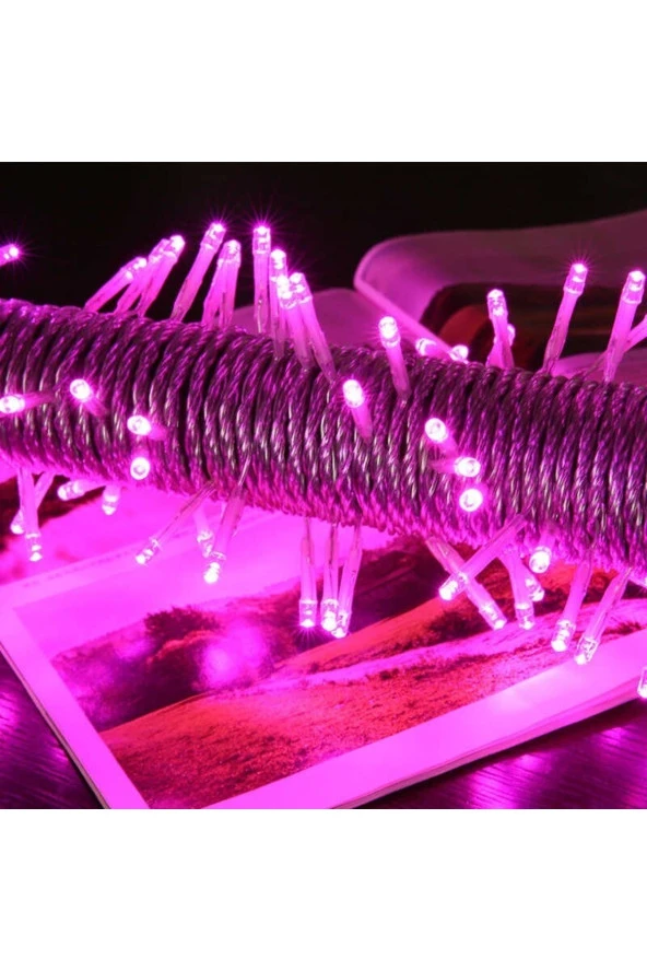 10 METRE PEMBE LED IŞIK PEMBE YILBAŞI AĞACI IŞIĞI 100 LED LAMBALI FİŞLİ 220V NOEL IŞIĞI YILBAŞI IŞIĞI PEMBE - 2
