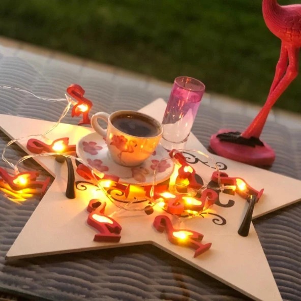 2 METRE AHŞAP FLAMİNGO PİLLİ LED IŞIK FLAMİNGO IŞIK GÜN IŞIĞI PİLLİ LED IŞIK YILBAŞI AĞACI IŞIĞI NOEL IŞIĞI YILBAŞI IŞIKLARI - Resim 3