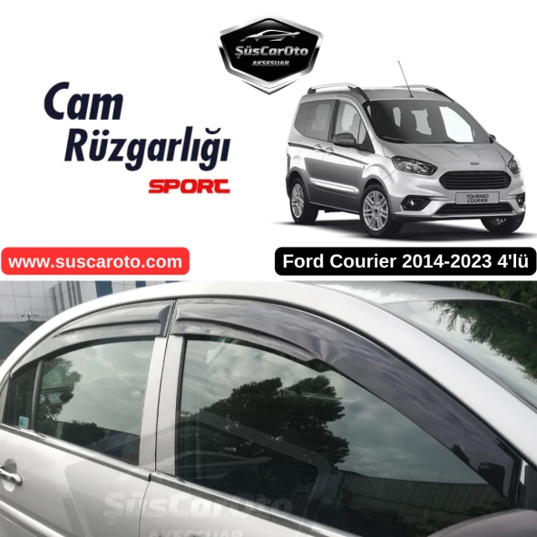 Ford Courier 2014-2023 Uyumlu Mugen Cam Rüzgarlığı Seti Piano Black 4lü İthal