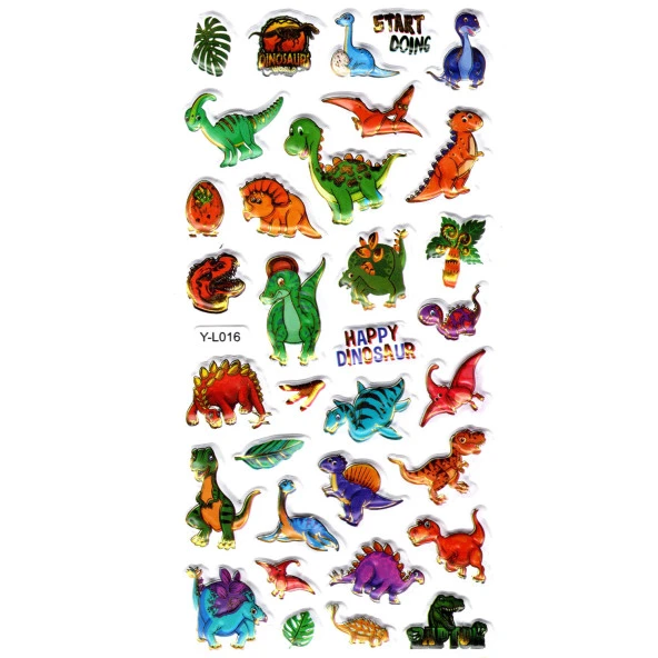 Sticker Kabartmalı Stiker Defter, Planlayıcı Etiket (limyl-016) - 17X9 cm - Eğlenceli Dinazor