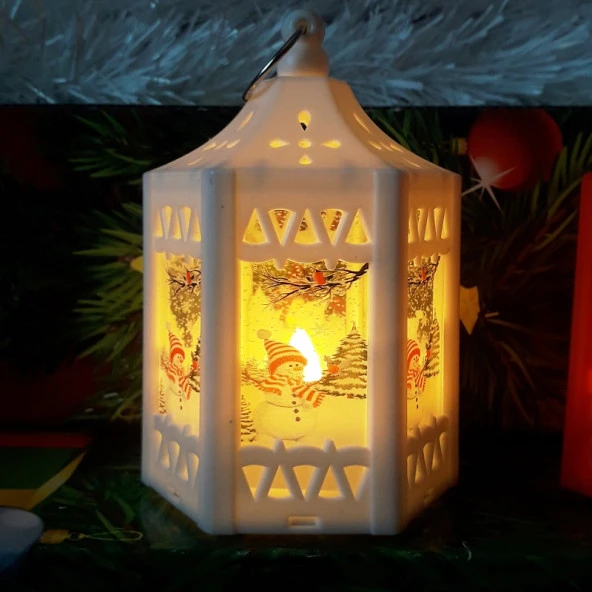 6GEN BEYAZ KARDAN ADAMLI YILBAŞI FENERİ KARDAN ADAM GEMİCİ FENERİ IŞIKLI FENER YILBAŞI SÜSLERİ YILBAŞI HEDİYELERİ ürün görseli