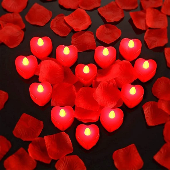 VIP KALİTE 24 ADET KIRMIZI LED IŞIKLI KALPLİ MUM KIRMIZI LED MUM YILBAŞI MUMLARI PİLLİ MUM YILBAŞI AĞACI MUMLARI - Resim 3