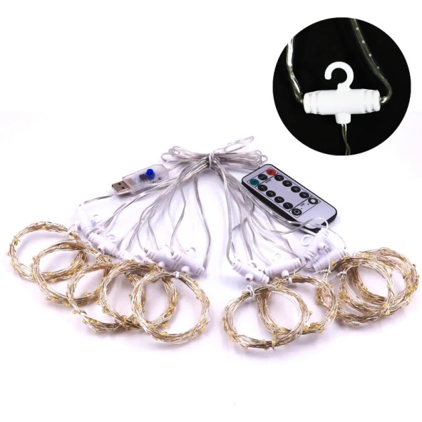 KIRMIZI SALKIM LED IŞIK KIRMIZI LED IŞIK USB + KUMANDALI KIRMIZI İNCE PERİ LEDLİ 3X2.5 METRE YILBAŞI IŞIKLARI NOEL IŞIKLARI - Resim 3