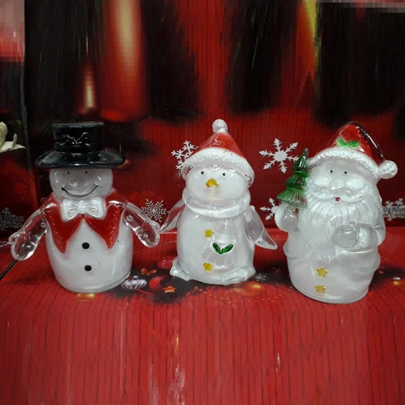 3 ADET NOEL HEDİYELERİ IŞIKLI KARDAN ADAM IŞIKLI NOEL BABA FİĞÜR IŞIK YILBAŞI HEDİYELERİ LED IŞIKLI NOEL BABA KARDAN ADAM