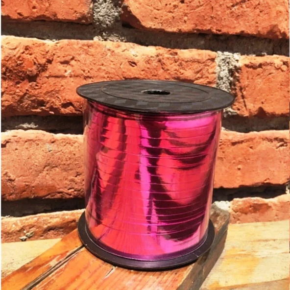 200 METRE PEMBE RAFYA PARLAK METALİK PEMBE RAFYA PEMBE BALON İPİ DEKORASYON SÜSLEME RAFYASI PARLAK PEMBE RAFYA ürün görseli