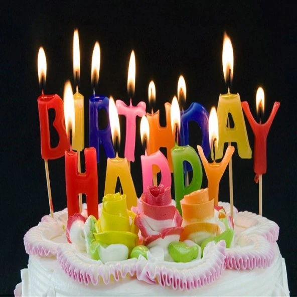 RENKLİ YAZILI HAPPY BIRTHDAY DOĞUM GÜNÜ MUMU RENKLİ HAPPY BIRTHDAY PASTA MUMU HAPPY BIRTHDAY CANDLE - Resim 2