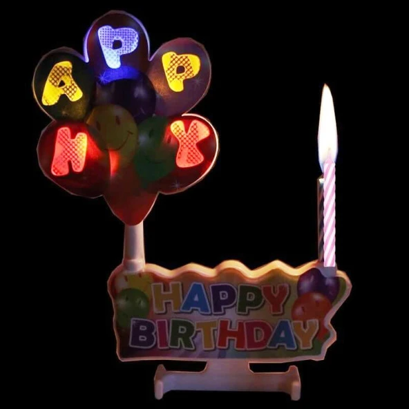 LED IŞIKLI PASTA MUMU MÜZİKLİ PASTA MUMU PİLLİ MUM DOĞUM GÜNÜ PASTA MUMU BALLOONS HAPPY BIRTHDAY CANDLES - Resim 2