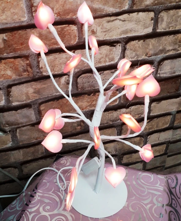 ROMANTİK HEDİYE IŞIKLI DİLEK AĞACI LED IŞIKLI AĞAÇ SEVGİLİLER GÜNÜNE ÖZEL PEMBE KALPLİ DİLEK AĞACI 220V ürün görseli