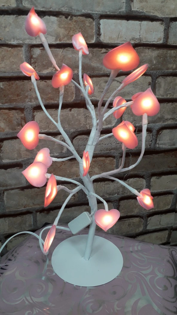 ROMANTİK HEDİYE IŞIKLI DİLEK AĞACI LED IŞIKLI AĞAÇ SEVGİLİLER GÜNÜNE ÖZEL PEMBE KALPLİ DİLEK AĞACI 220V - Resim 2