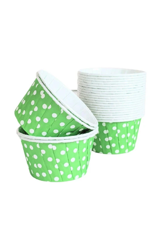 Dolphin Muffin Kağıt Karton Yeşil Puantiyeli Cupcake Kek Kalıbı Kapsülü Kabı - 50 Adetlik 5 Paket - Resim 5