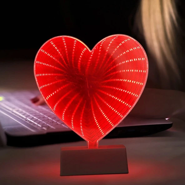 IŞIKLI KALP 3D HEART TUNNEL LAMP RED LİGHT 3D IŞIKLI USB+ KALPLİ PİLLİ LED IŞIK SEVGİLİLER GÜNÜNE ÖZEL