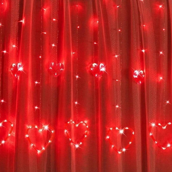 KIRMIZI SALKIM LED IŞIK KALPLİ SALKIM LED IŞIK SEVGİLİLER GÜNÜNE ÖZEL DEKOR LED IŞIK RED LİGHT - Resim 6
