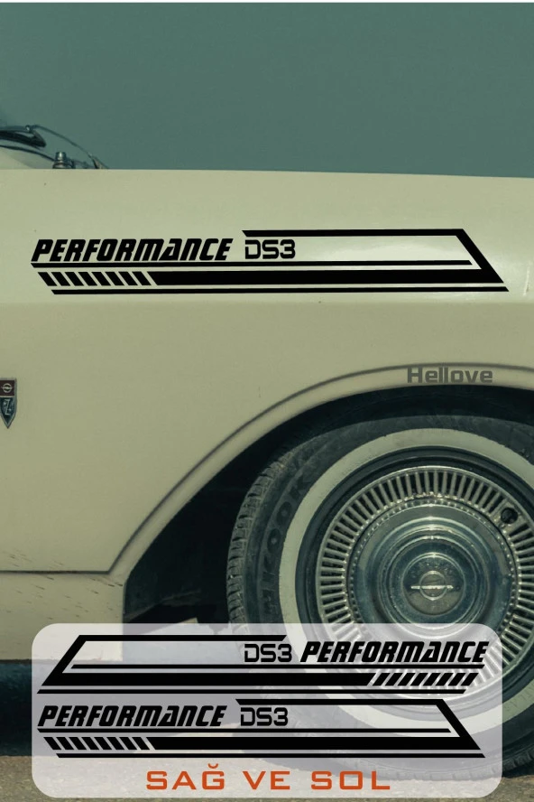 DS Automobiles DS3 Yan Şerit Performance Oto Araba Sticker Sağ ve Sol Siyah 55*16 Cm