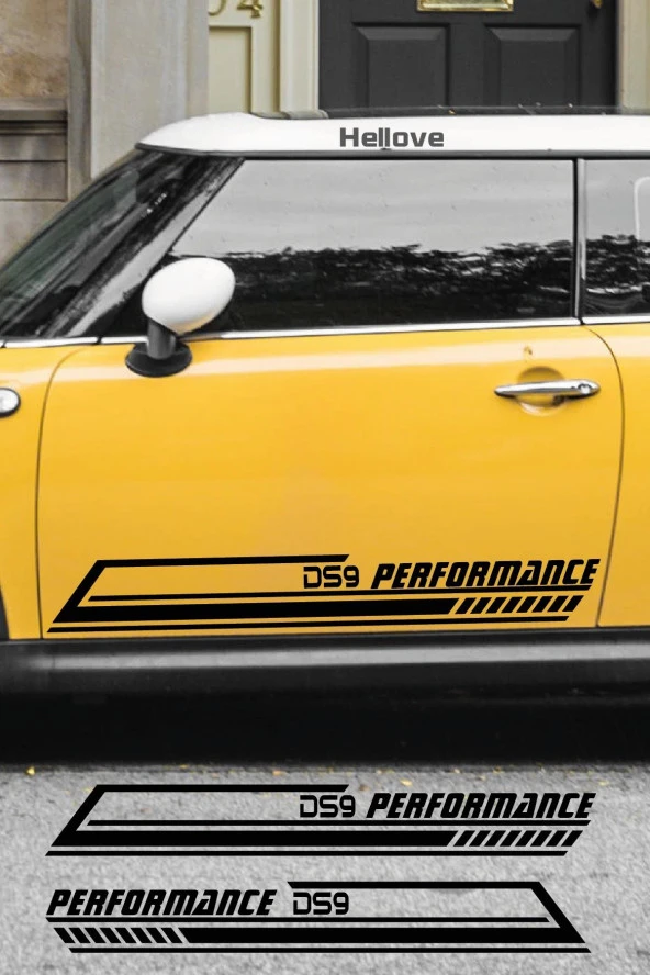 DS Automobiles DS9 Yan Şerit Performance Oto Araba Sticker Sağ ve Sol Siyah 55*16 Cm - 3