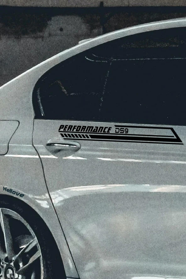 DS Automobiles DS9 Yan Şerit Performance Oto Araba Sticker Sağ ve Sol Siyah 55*16 Cm - 5