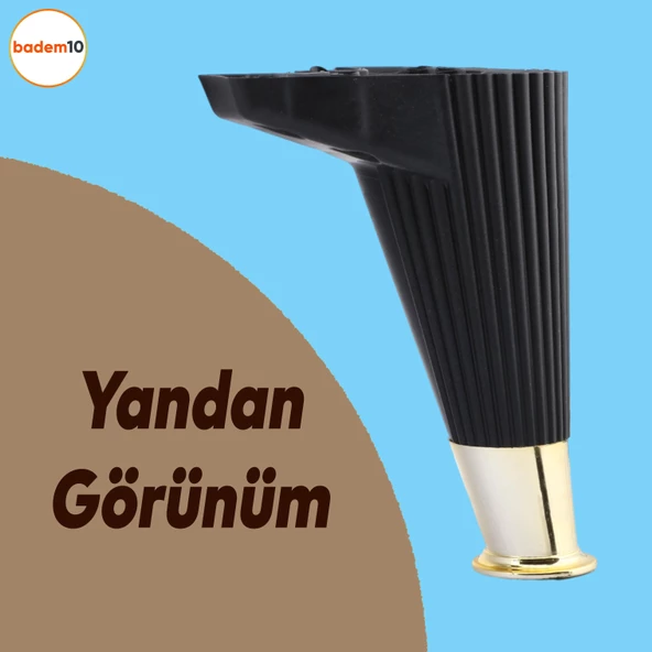 Wetra Line 6'lı Set Mobilya TV Ünitesi Çekyat Koltuk Kanepe Destek Ayağı 15 cm Siyah Altın M8 Civata - 4