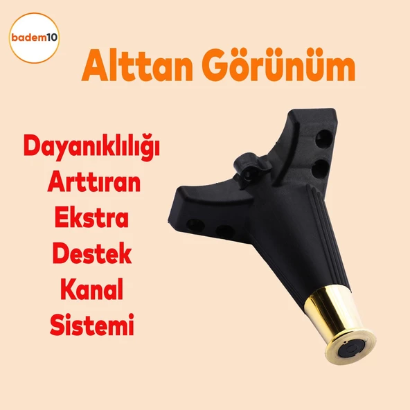 Wetra Line 6'lı Set Mobilya TV Ünitesi Çekyat Koltuk Kanepe Destek Ayağı 15 cm Siyah Altın M8 Civata - 5