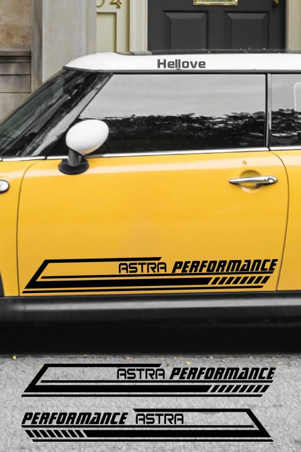 Opel Astra Yan Şerit Performance Oto Araba Sticker Sağ ve Sol Siyah 55*16 Cm - 3