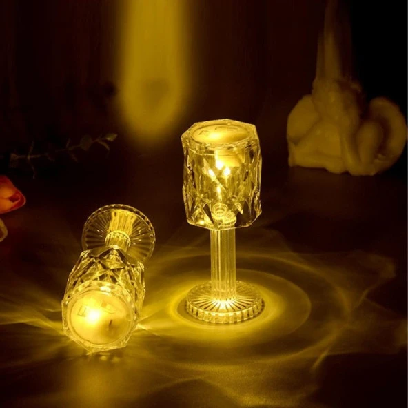 ROMANTİK HEDİYE 2İN1 LED IŞIKLI MİNİ ABAJUR + IŞIKLI BARDAK GÜN IŞIĞI LED MASA LAMBASI PİLLİ LED IŞIK - Resim 2