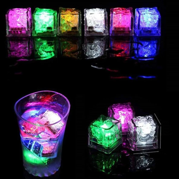 LED LİGHT ICE CUBE 12 ADET LED IŞIKLI BUZ KÜPÜ RENKLİ KOKTEYL IŞIĞI RENKLİ LED IŞIKLI BUZ KÜPÜ PARTİ LED - Resim 5