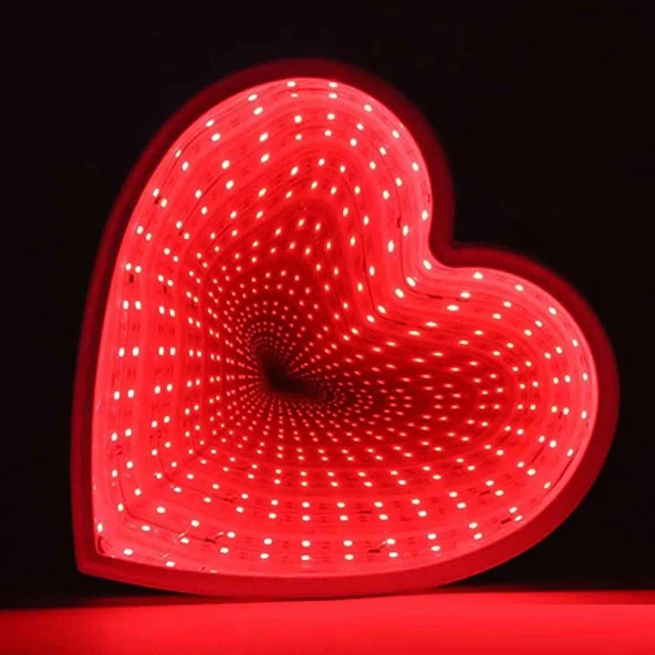 3D SIRADIŞI KALP IŞIKLI KALP 3D HEART TUNNEL LAMP RED LİGHT 3D IŞIKLI USB+ KALPLİ PİLLİ LED IŞIK - Resim 2