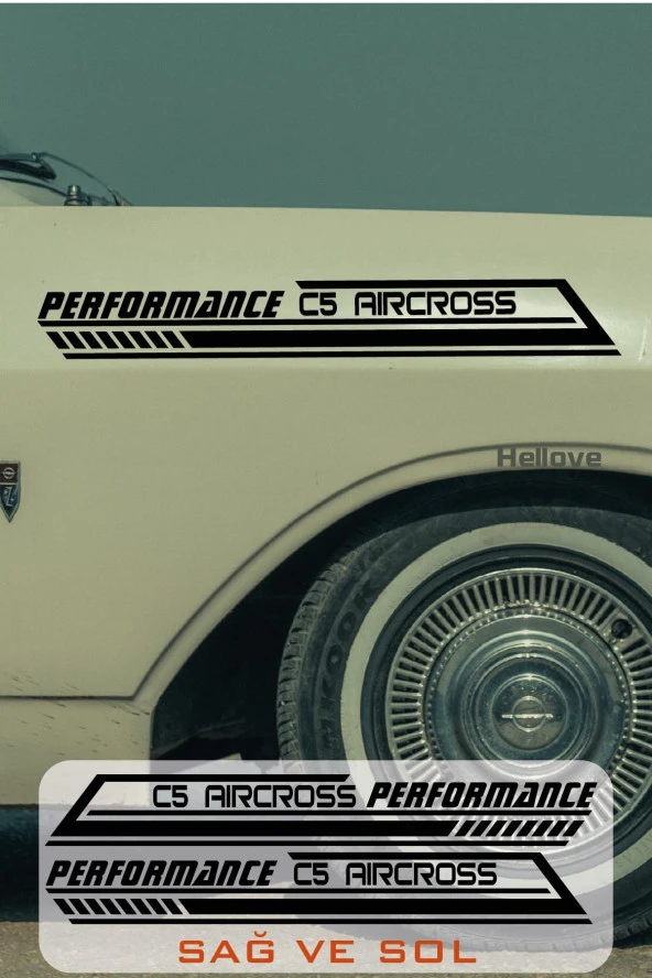 Citroen C5 Aircross Yan Şerit Performance Oto Araba Sticker Sağ ve Sol Siyah 55*16 Cm