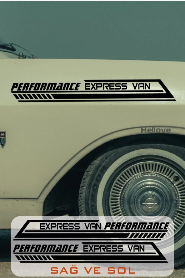 Renault Express Van Yan Şerit Performance Oto Araba Sticker Sağ ve Sol Siyah 55*16 Cm
