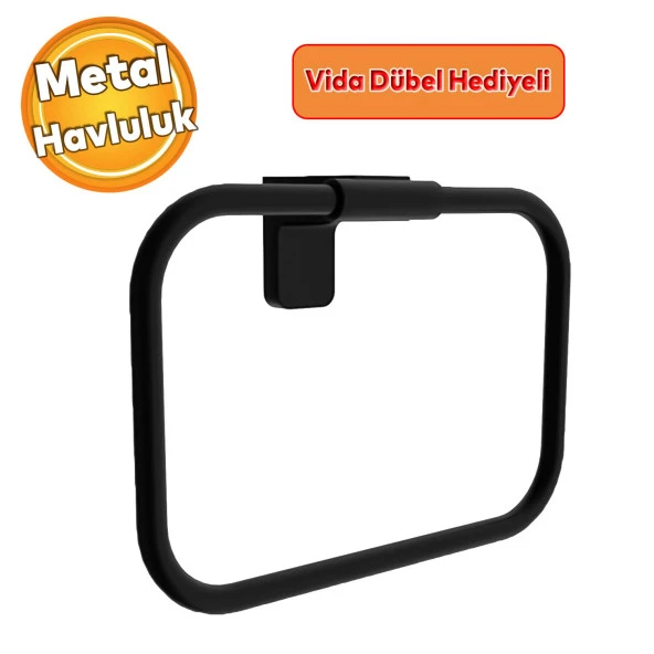 Siyah Paslanmaz Metal Vidalı Bez Havluluk Aparatı Lavabo Banyo Mutfak Bez Havlu Askısı