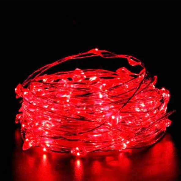 10 METRE BATTERY RED LED LİGHT 10 METRE PİLLİ KIRMIZI LED IŞIK KIRMIZI PİLLİ IŞIK DEKORASYON IŞIĞI ürün görseli