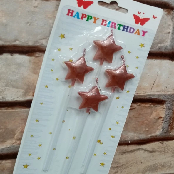 4 ADET ROSE GOLD YILDIZ PASTA MUMU YILDIZ DOĞUM GÜNÜ PASTA MUMU ROSE GOLD PASTA MUMU YILDIZ MUM ürün görseli
