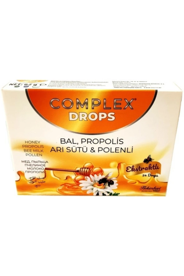 HEKİMHAN Complex Bal Polen Propolis Arı Sütü Drops 24 Adet 62 G 12 Adet