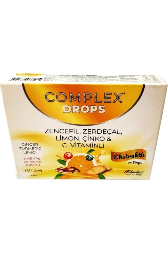 HEKİMHAN Complex Zencefil Zerdeçal Limon Çinko C-Vitaminli Drops 24 Adet 62 G 6 Adet