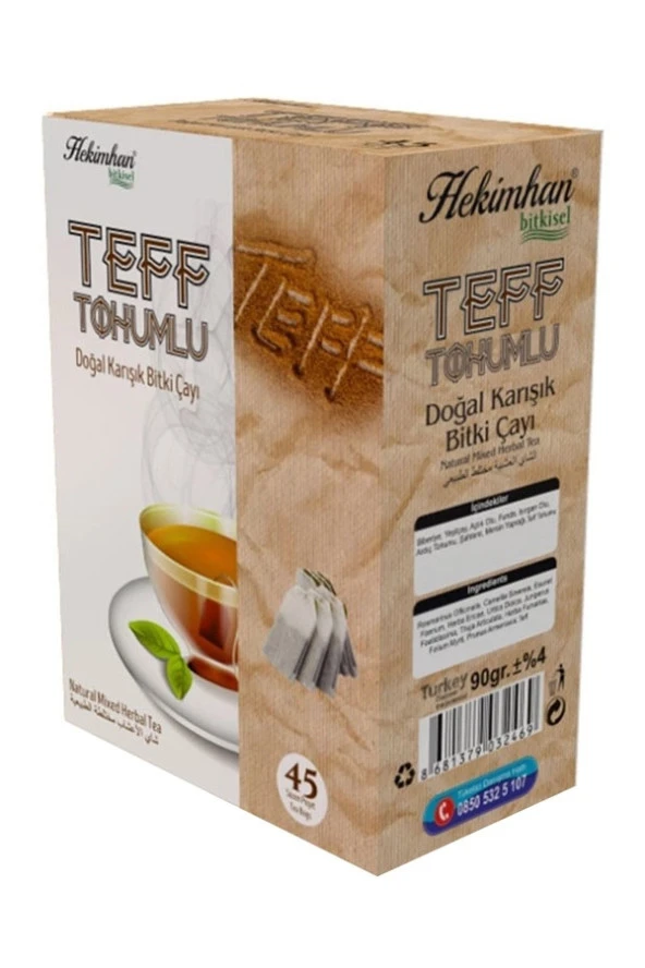 HEKİMHAN Teff Tohumlu Çay 45Li Süzen Poşet 2 Adet
