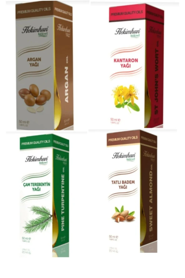 HEKİMHAN Argan Yağı 50 Ml Çam Terebentin 50 Ml Kantaron 50 Ml Ve Tatlı Badem 50 Ml - 1