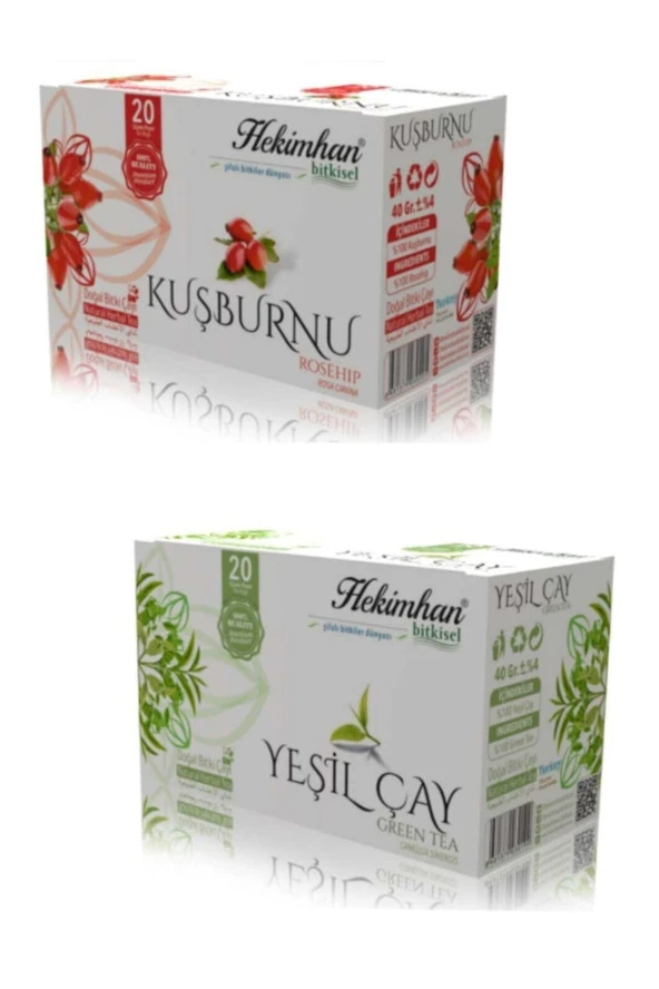HEKİMHAN Kuşburnu 20 Li Süzen Çay Ve Yeşilçay 20 Li Süzen Çay Avantaj Paketi