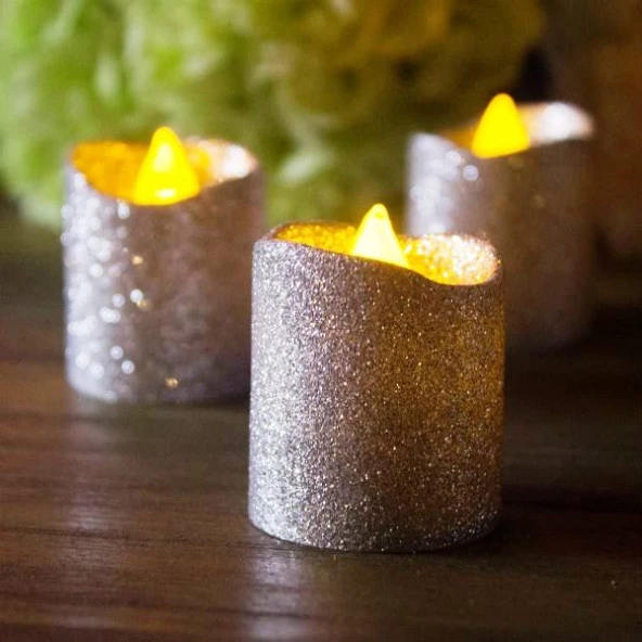 DEKOR RAMAZAN MUMLARI 12 ADET SİMLİ LED IŞIKLI MUM KIRMIZI GOLD GÜMÜŞ LED MUM IŞIKLI MUM GÜN IŞIĞI MUM - Resim 5