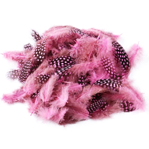 50 ADET PUANTİYELİ PEMBE SİYAH KUŞ TÜYÜ PEMBE KUŞ TÜYÜ DECOR PİNK BIRD FEATHER PEMBE ŞEFFAF BALON TÜYÜ ürün görseli