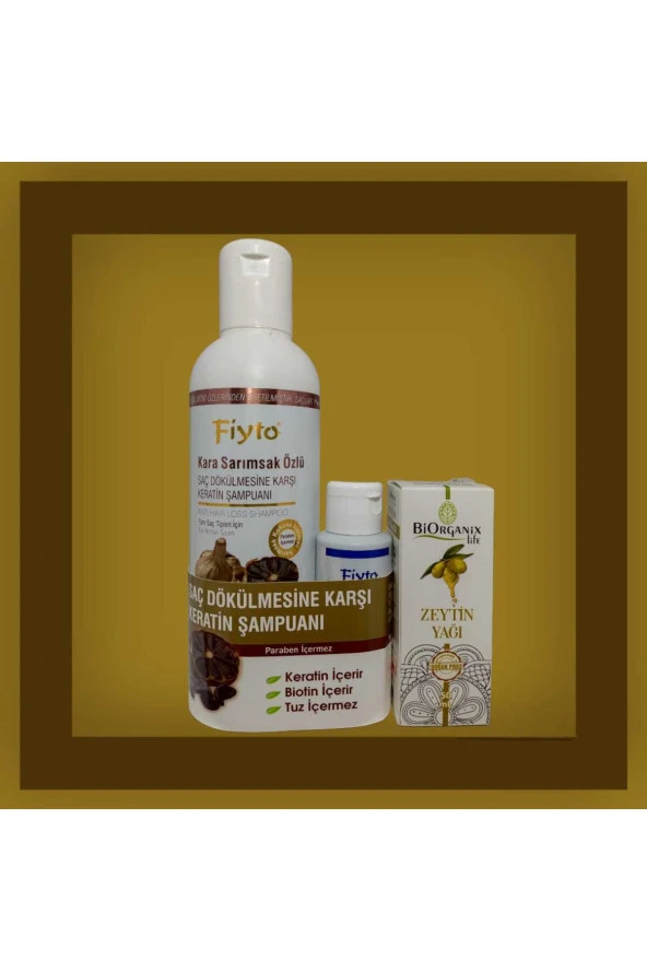 FİYTO Kara Sarımsak Özlü Şampuan+Serum+Zeytin Yağı Saç Dökülmesine Karşı Set